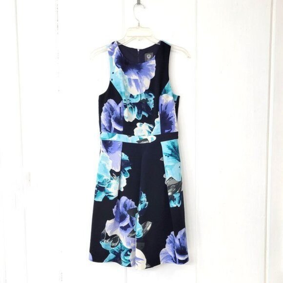 Vince Camuto Sleeveless Blue Floral Dress Size 6 - Picture 5 of 5
